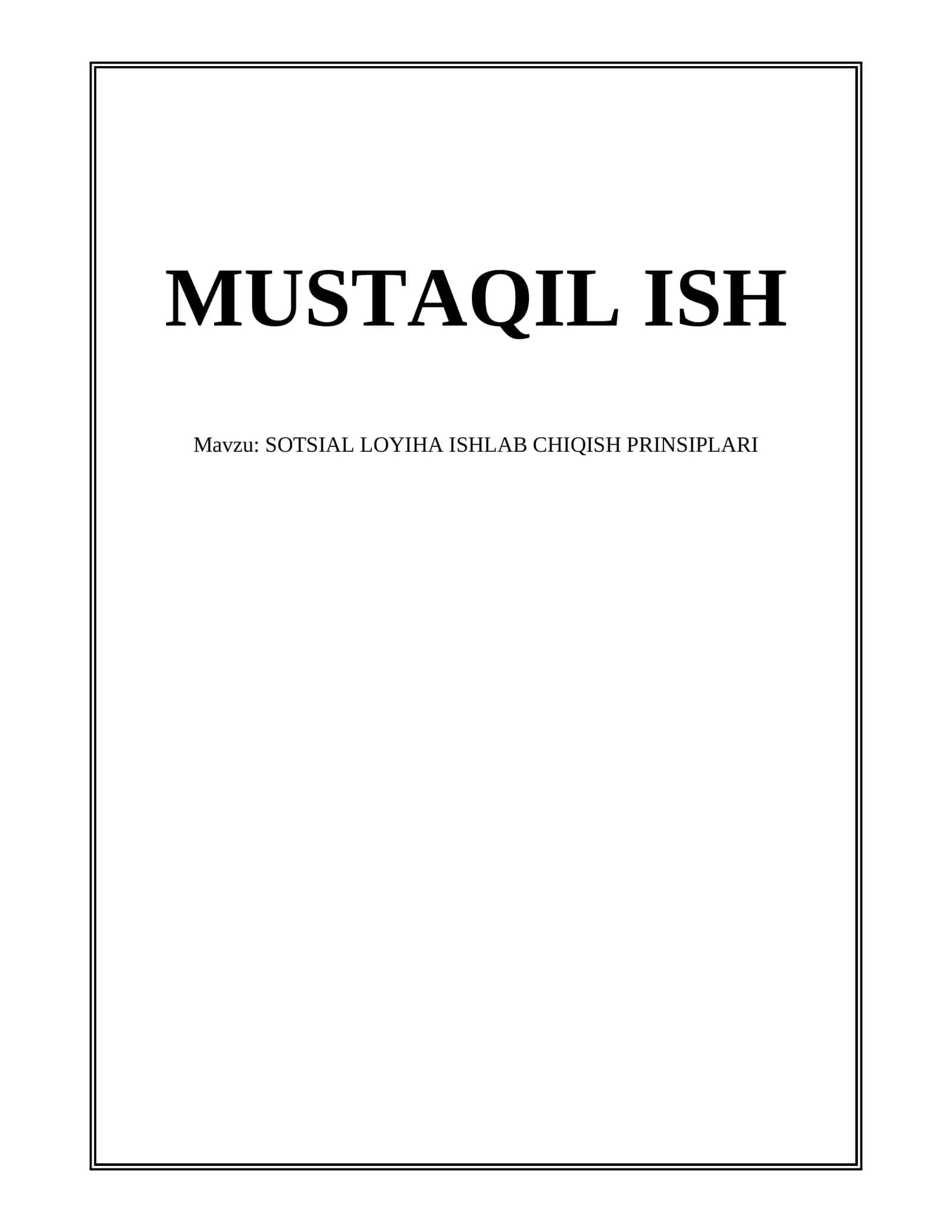 Sotsial loyiha ishlab chiqish prinsiplari