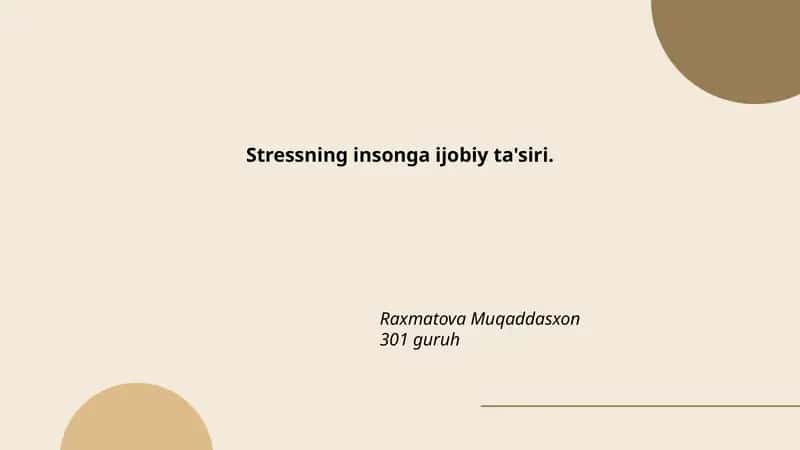 Stressning insonga ijobiy ta'siri