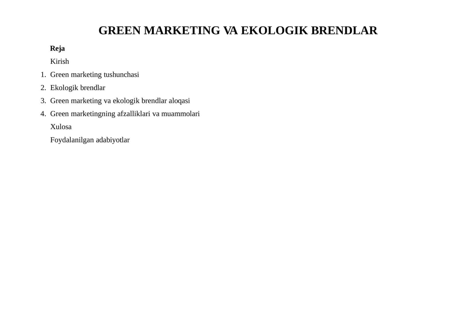 Greenmarketing va ekologik brendlar