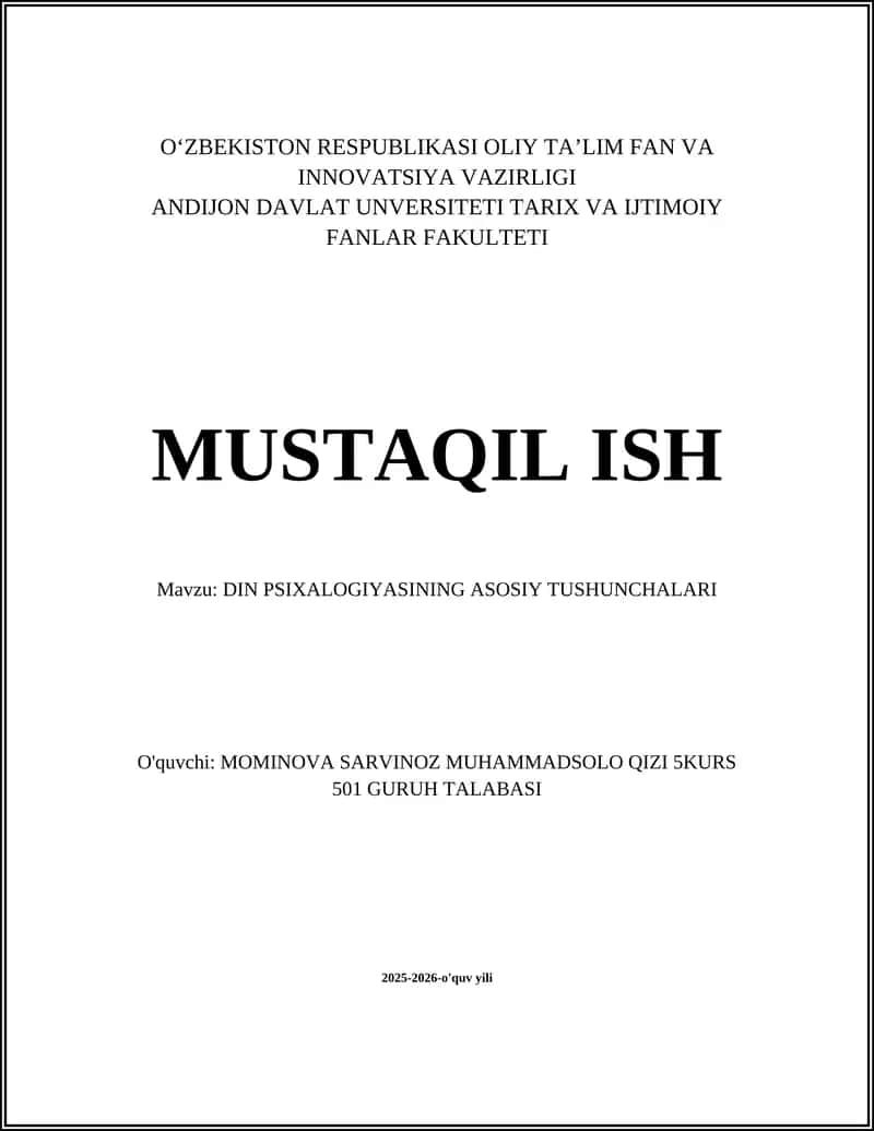 DIN PSIXALOGIYASINING ASOSIY TUSHUNCHALARI