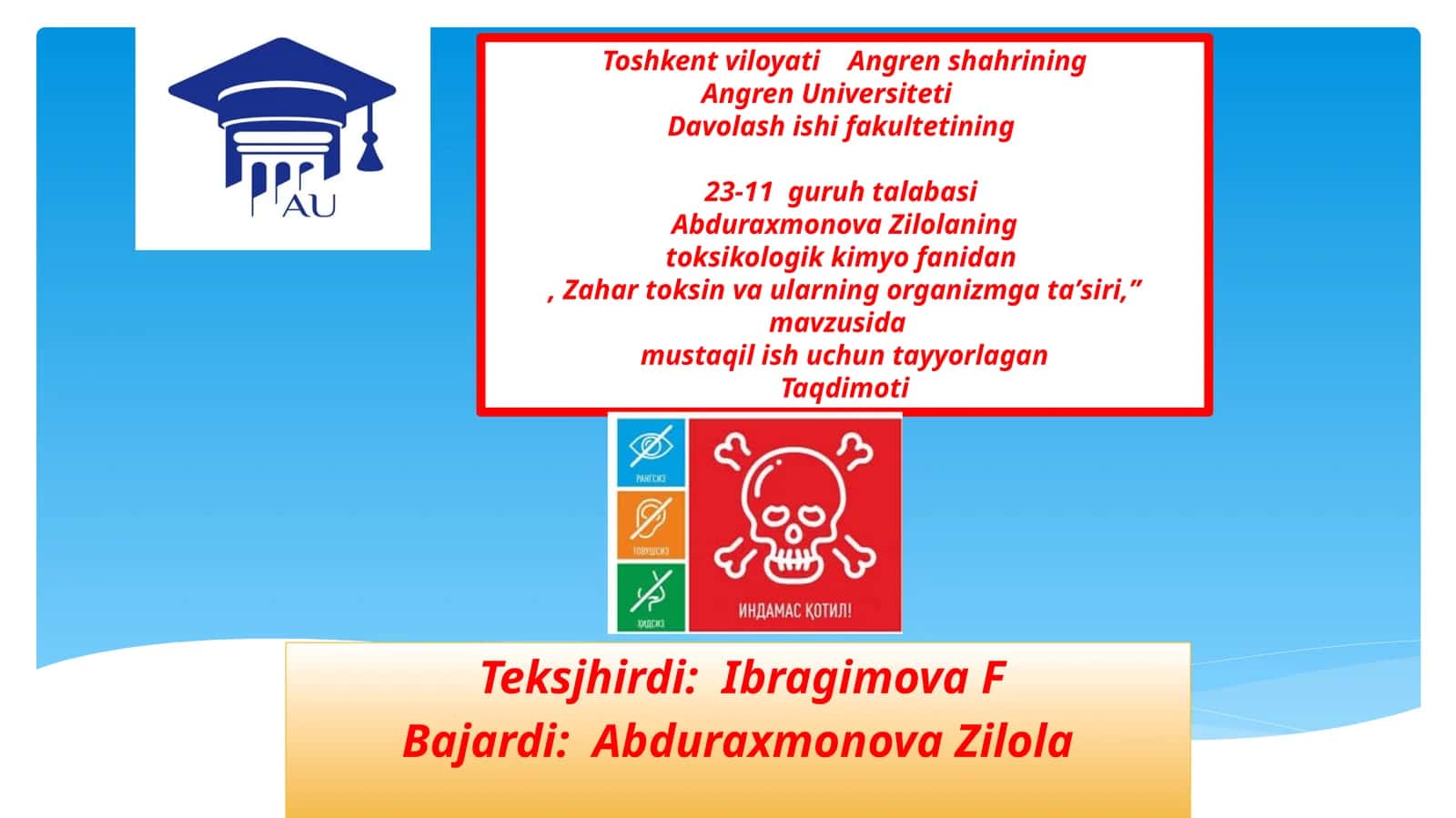 Zaharlar, zaharlanish va zaharlarning organizmdagi metabolizmi