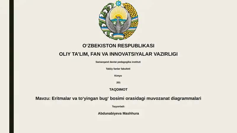 Eritmalar va toʻyingan bugʻ bosimi orasidagi muvozanat diagrammalari