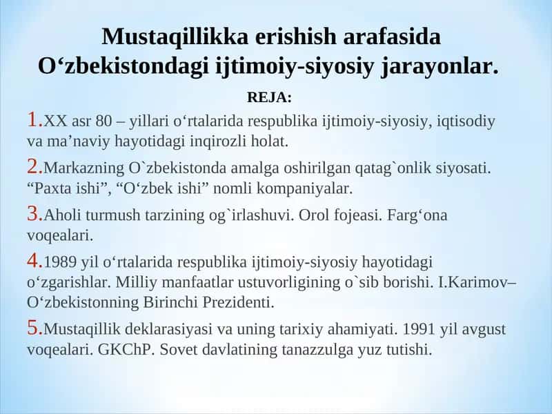 O'zbekistondagi Ijtimoiy-siyosiy Jarayonlar