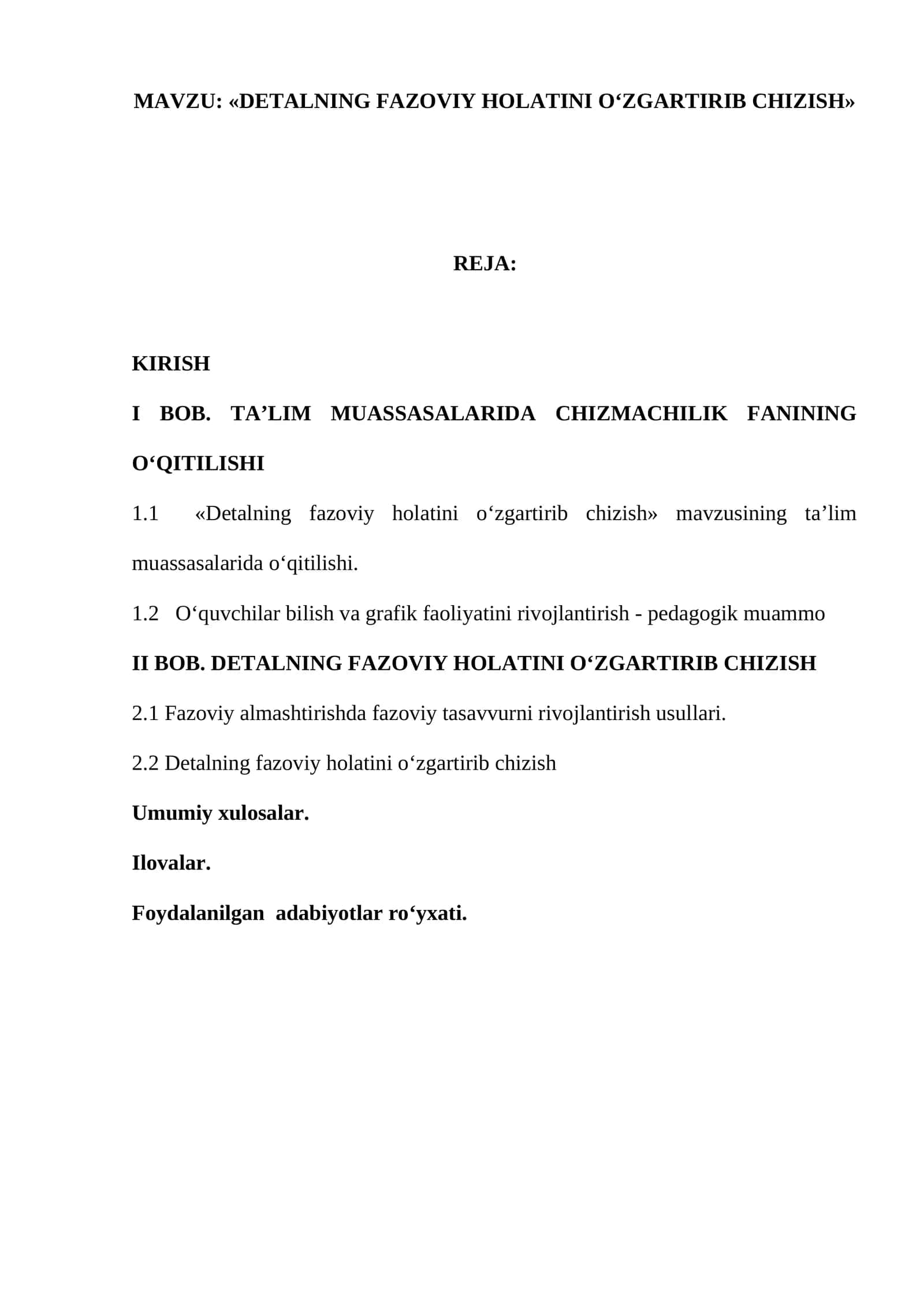 DETALNING FAZOVIY HOLATINI O‘ZGARTIRIB CHIZISH