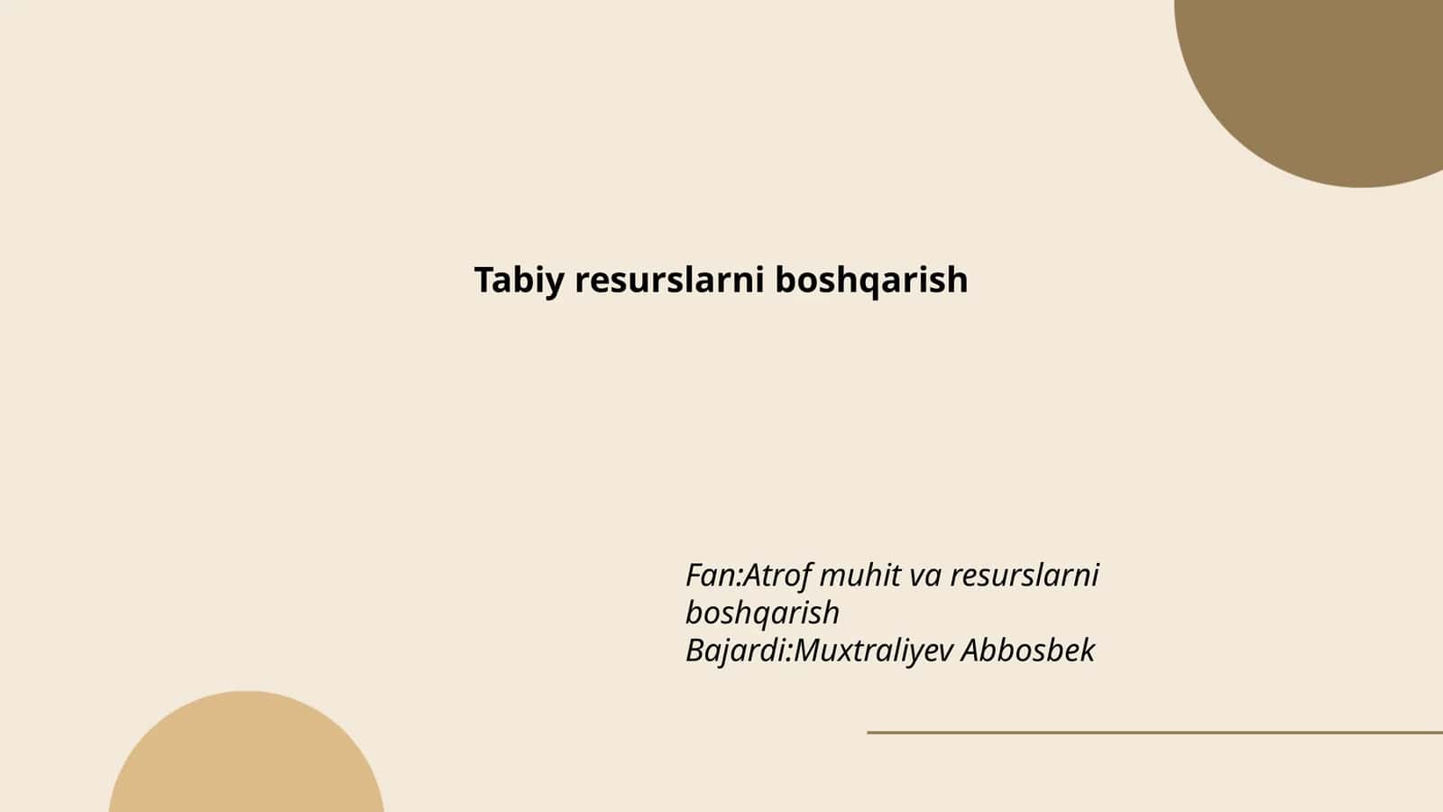 Tabiy resurslarni boshqarish