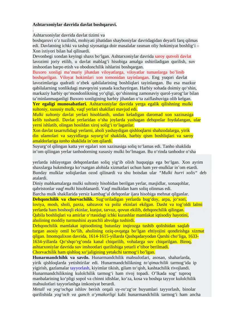 Ashtarxoniylar Davrida Davlat Boshqaruvchilari