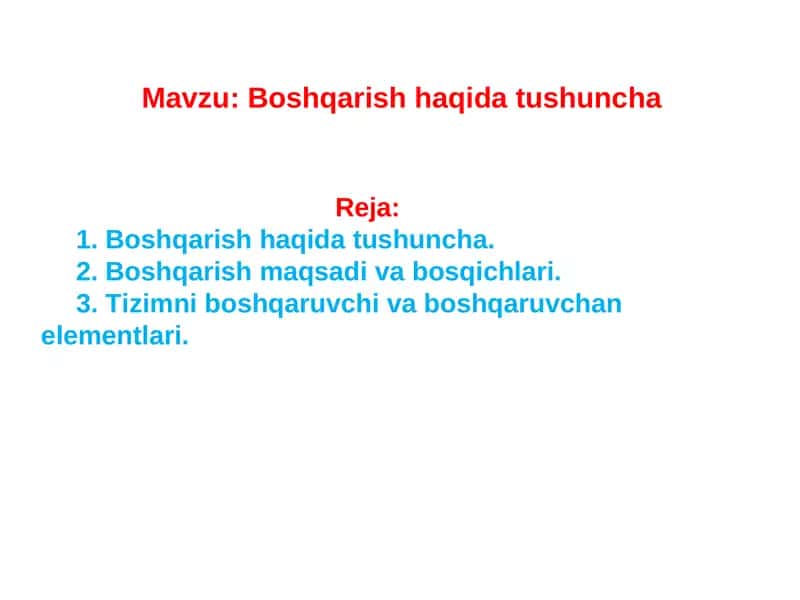 Boshqarish haqida tushuncha