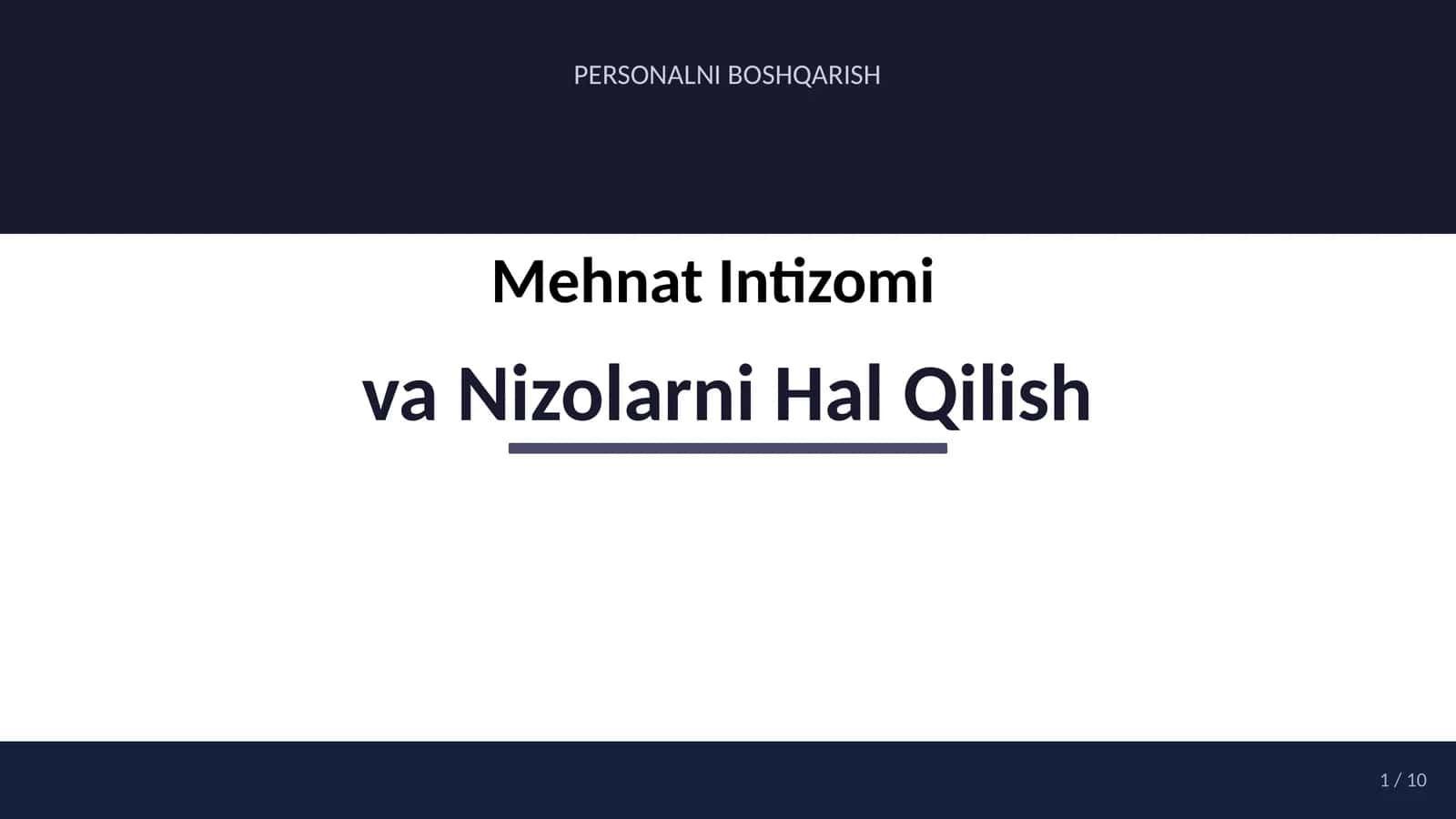 Mehnat Intizomi va Nizolarni Hal Qilish