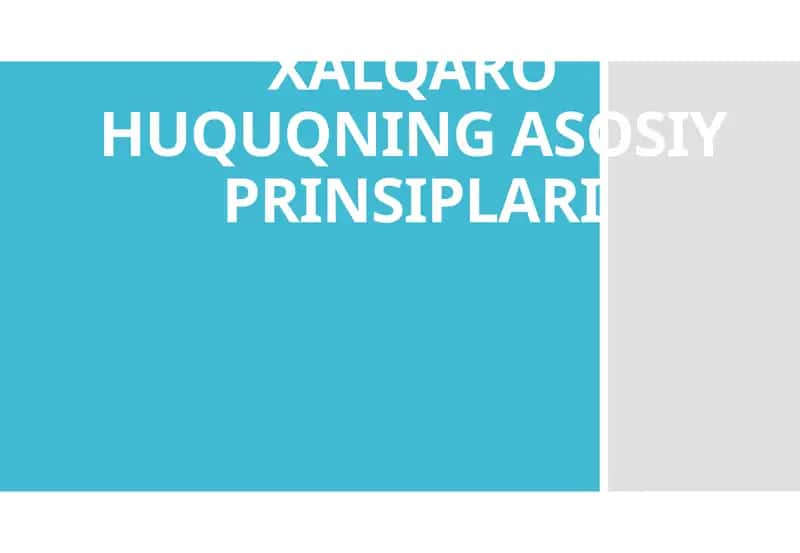 XALQARO HUQUQNING ASOSIY PRINSIPLARI