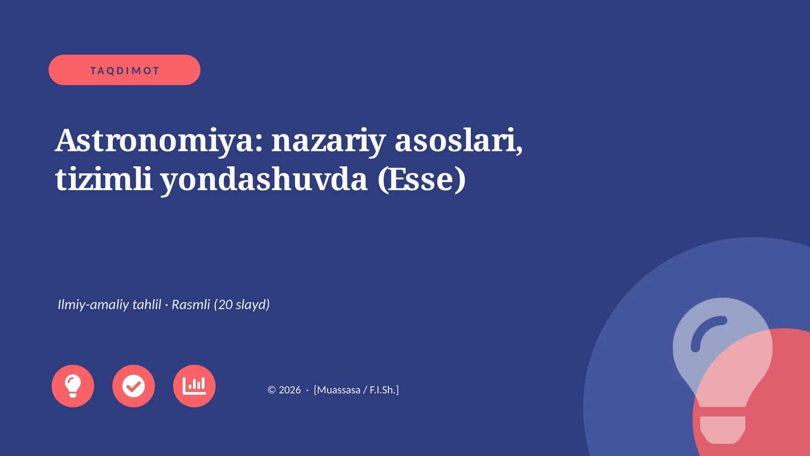 Astronomiya: nazariy asoslari, tizimli yondashuvda (Esse)