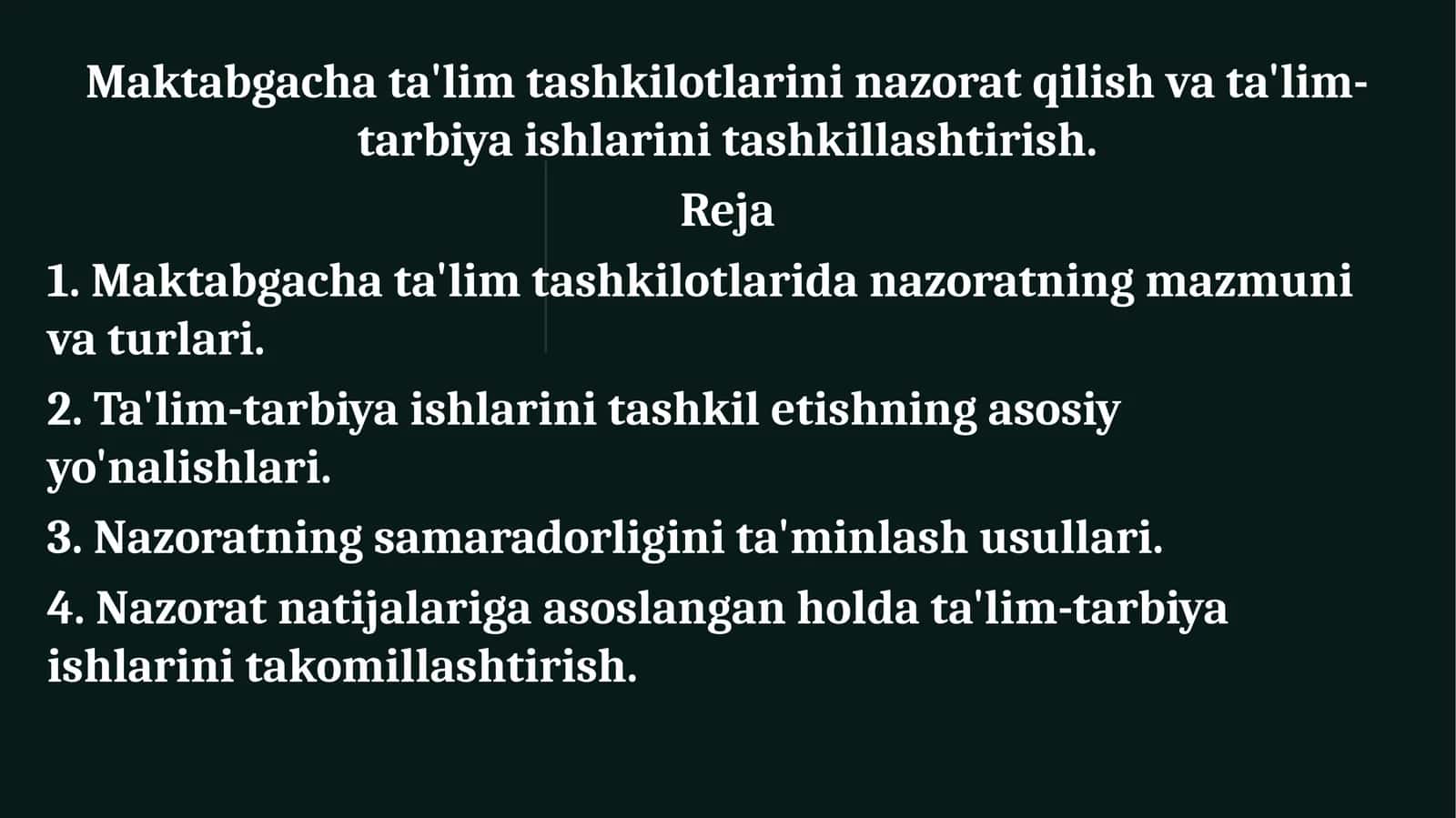 Maktabgachata'limtashkilotlaridanazoratningmazmunivaturlari