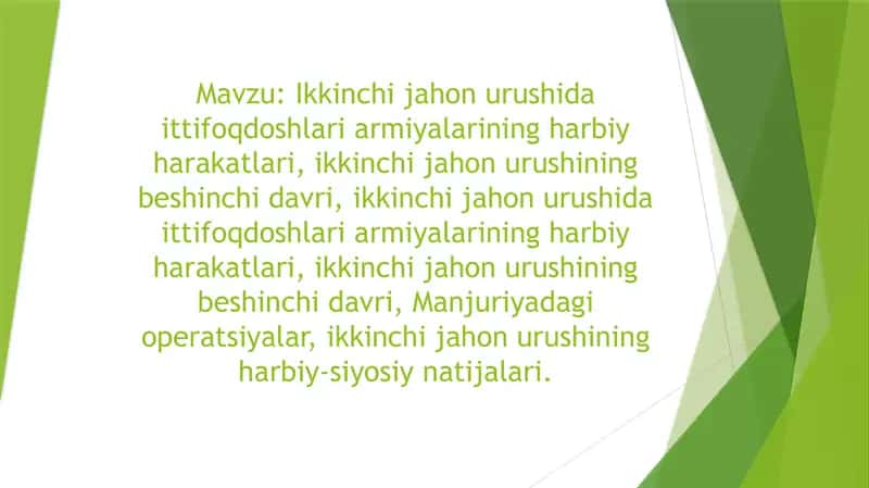 Ikkinchi jahon urushida ittifoqdoshlari armiyalarining harbiy harakatlari