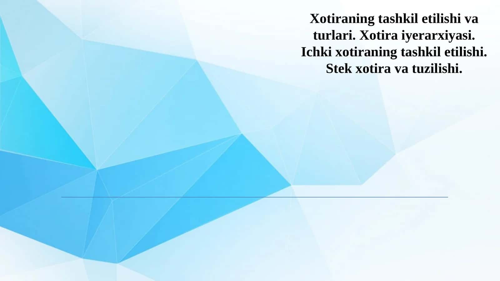 Xotiraning tashkil etilishi va turlari