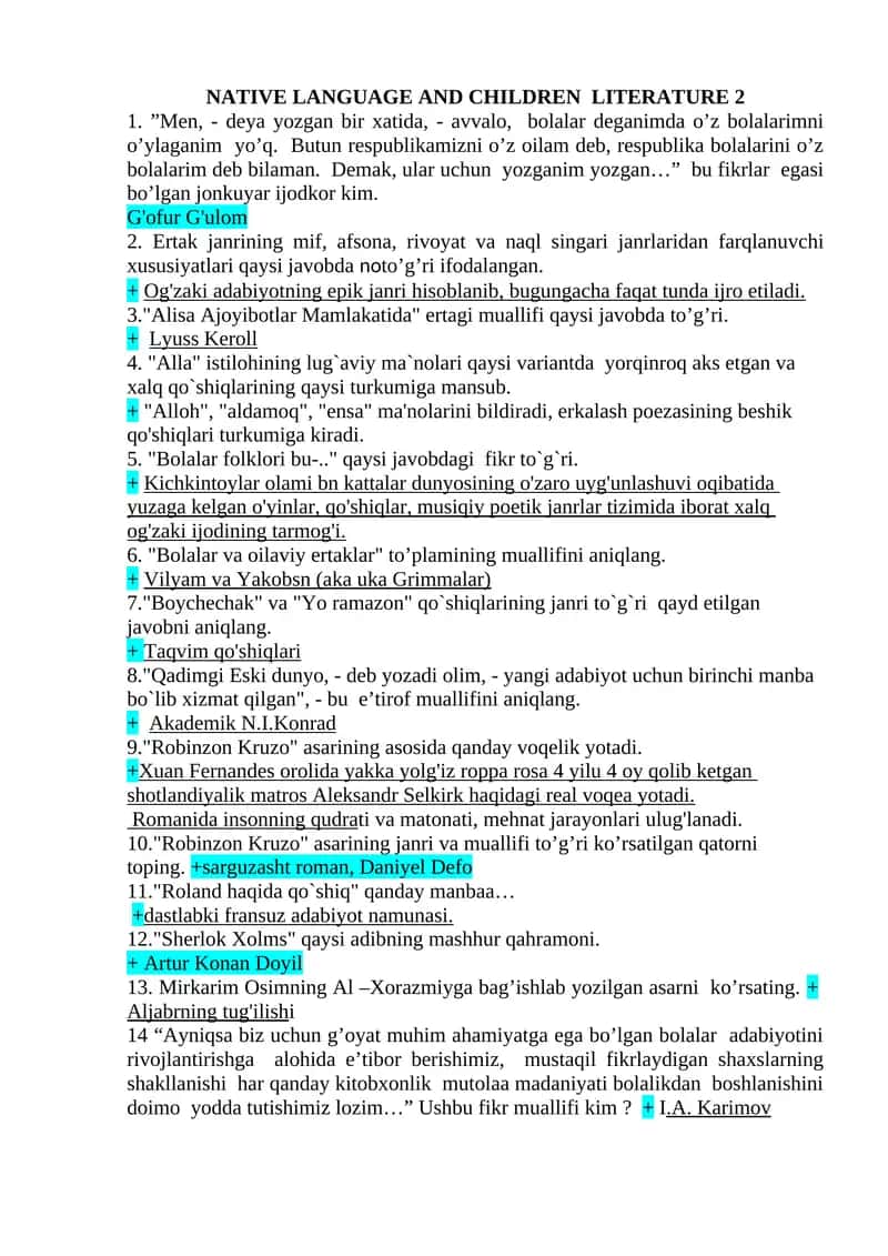 NATIVE LANGUAGE AND CHILDREN LITERATURE 2