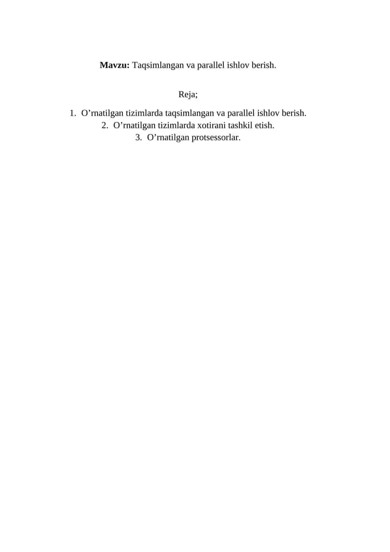 Taqsimlangan va parallel ishlov berish