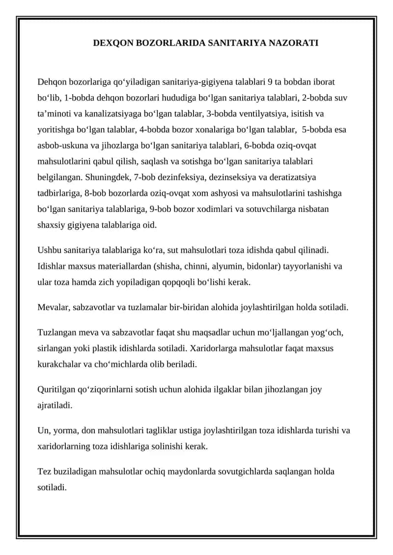 Sanitariya talablari