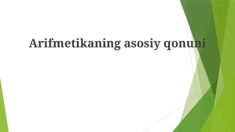 Arifmetikaning asosiy qonuni