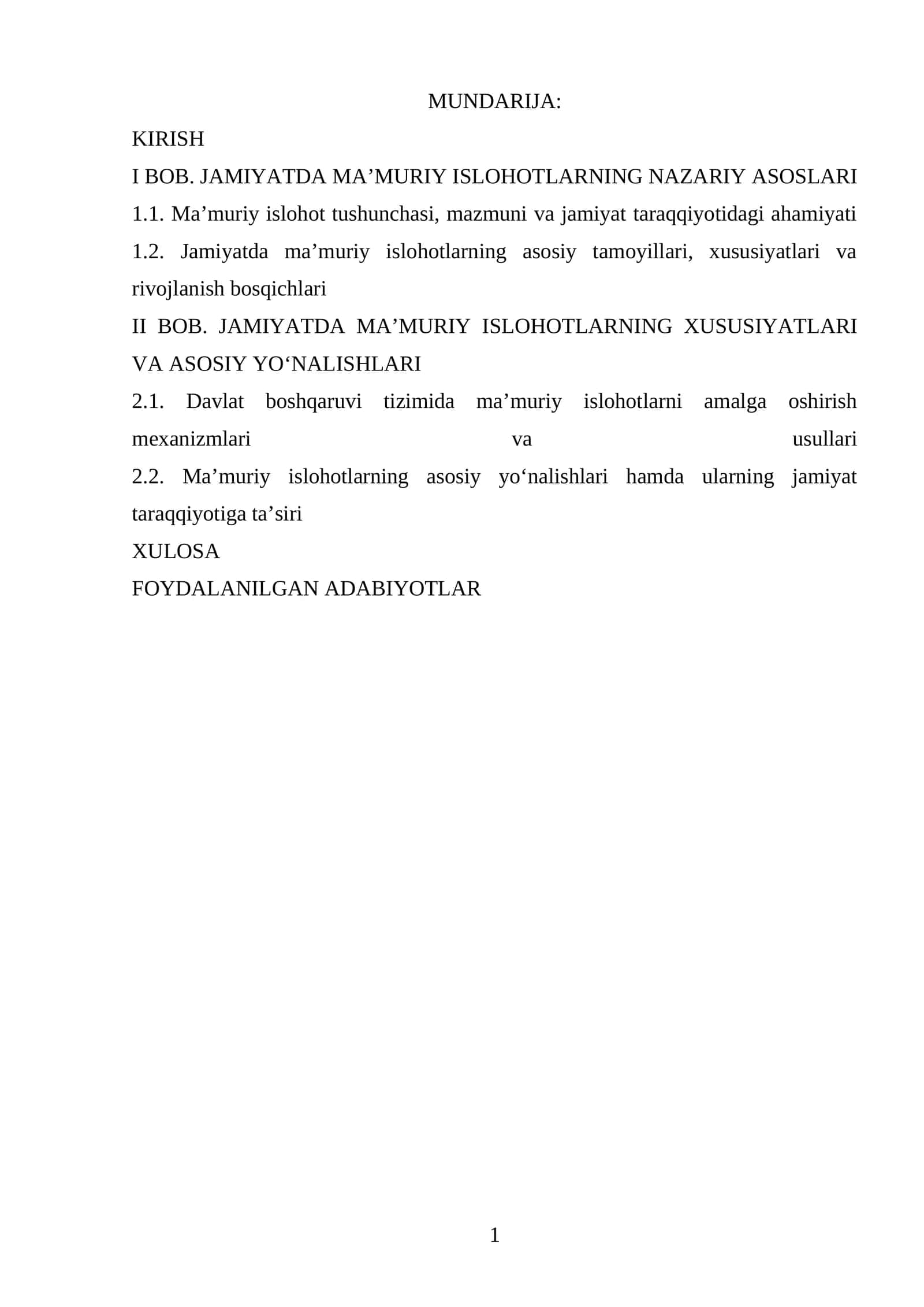 JAMIYATDA MA’MURIY ISLOHOTLARNING NAZARIY ASOSLARI VA XUSUSIYATLARI