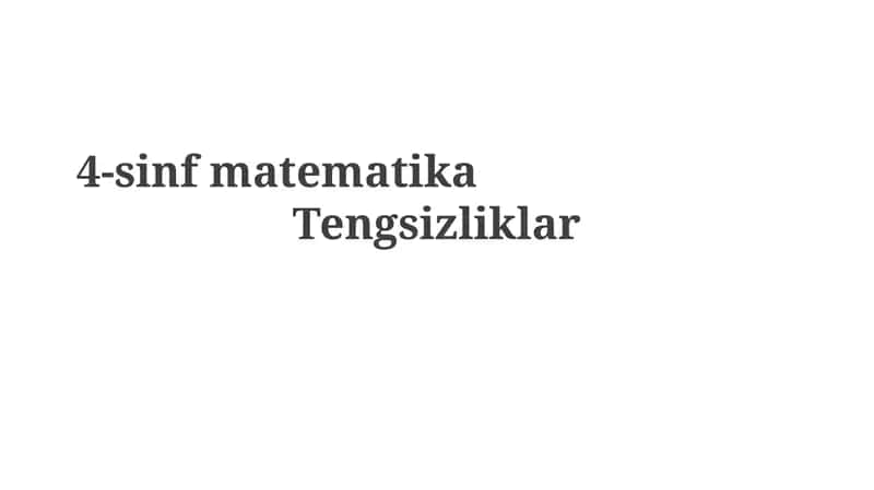 Tengsizliklar bilan misollar