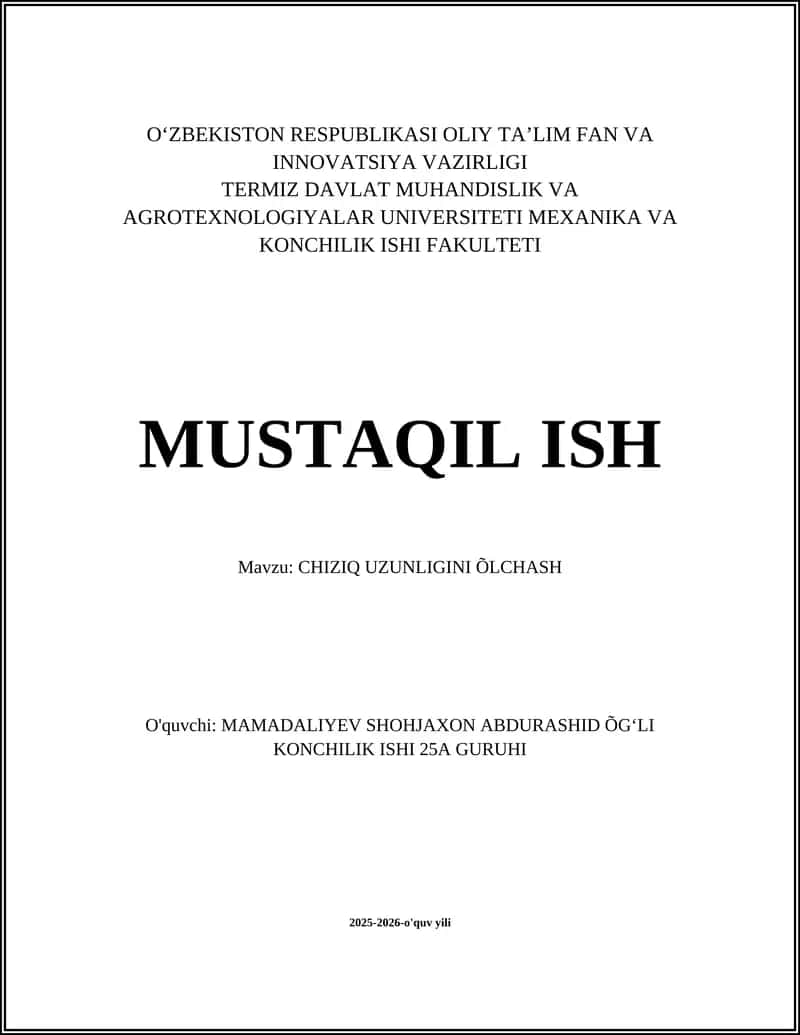 CHIZIQ UZUNLIGINI ÕLCHASH