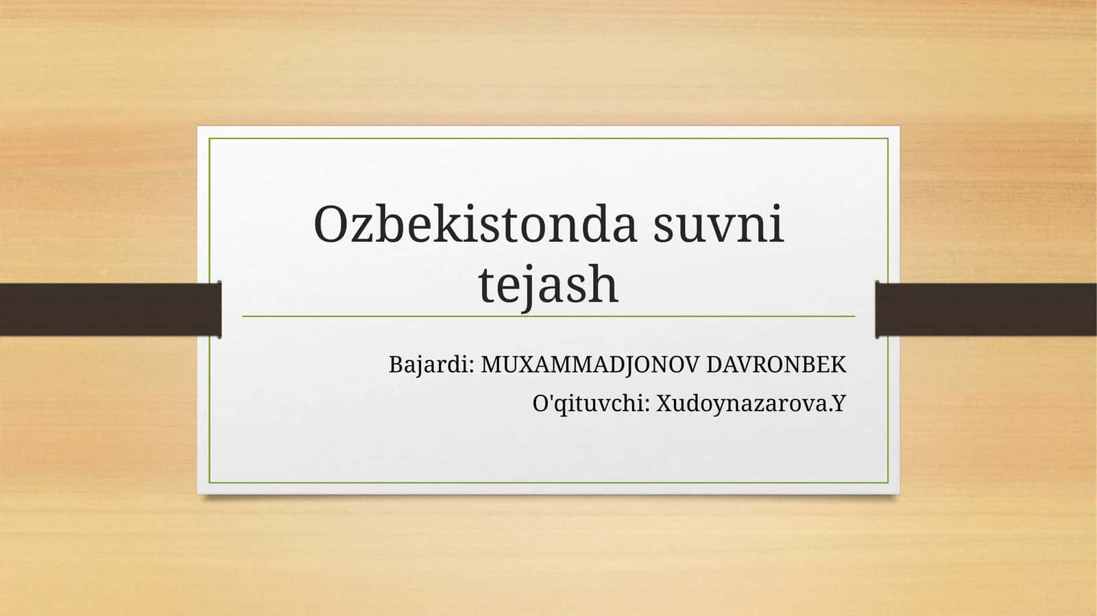 O'zbekistonda suvni tejash