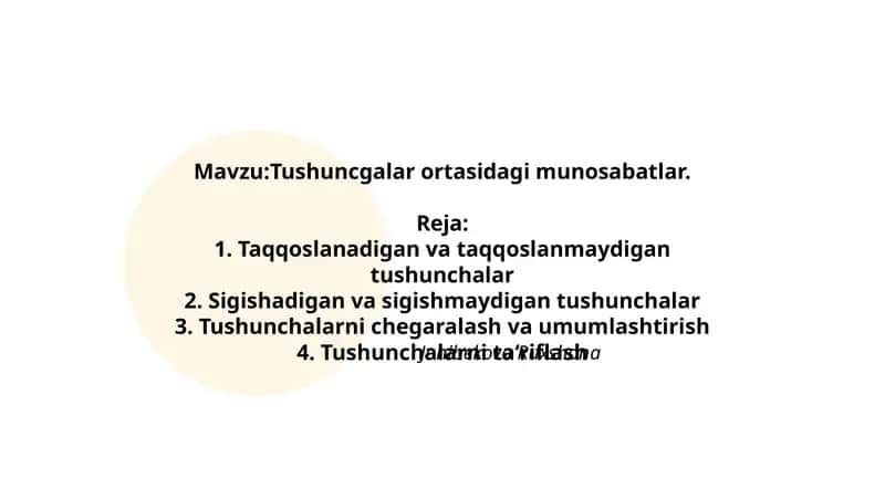 Tushuncgalar ortasidagi munosabatlar