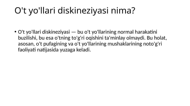 O't yo'llari diskineziyasi