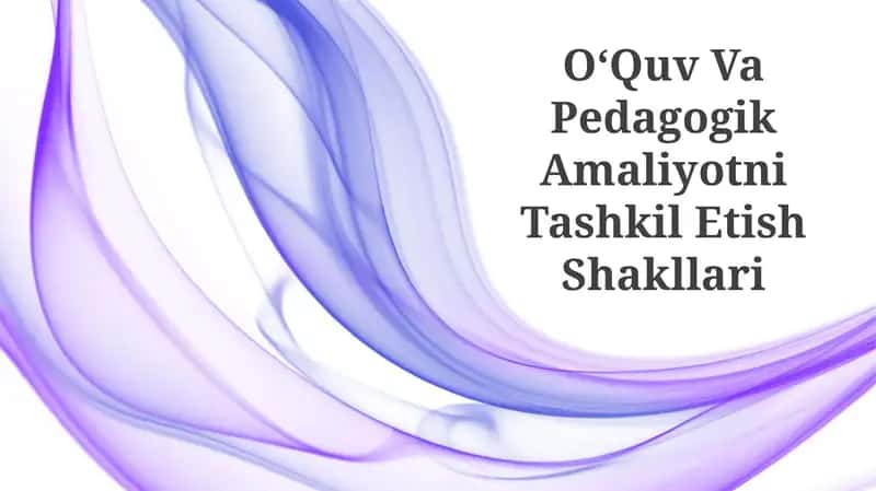 OʻQuv Va Pedagogik Amaliyotni Tashkil Etish Shakllari