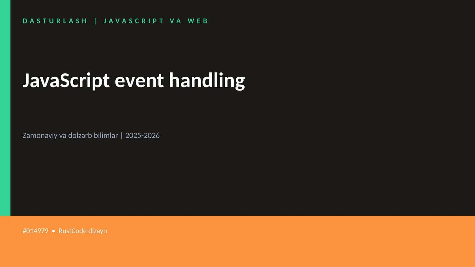 DASTURLASH | JAVASCRIPT VA WEB