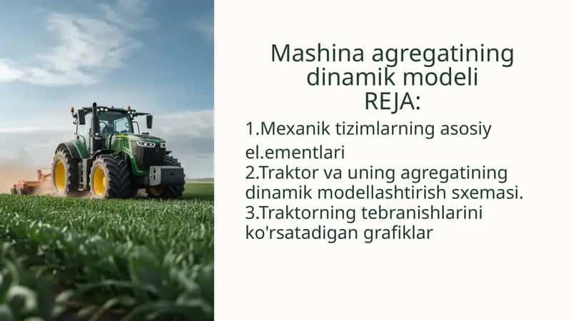 Mashina agregatining dinamik modeli