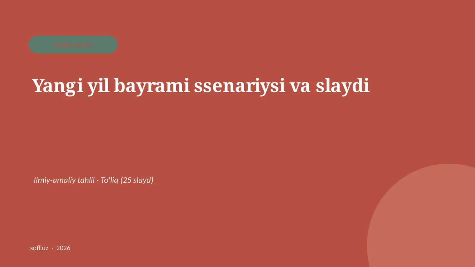 Yangi yil bayrami ssenariysi va slaydi