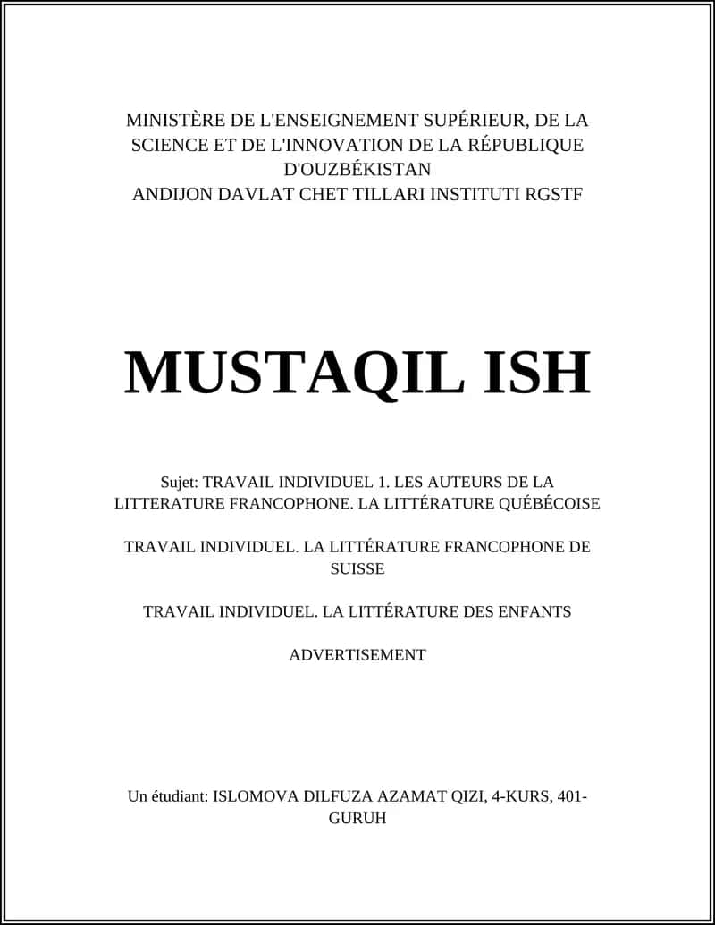 TRAVAIL INDIVIDUEL