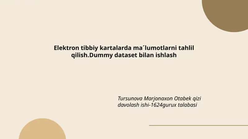 Elektron tibbiy kartalar ma'lumot tuzilishi va formatlari