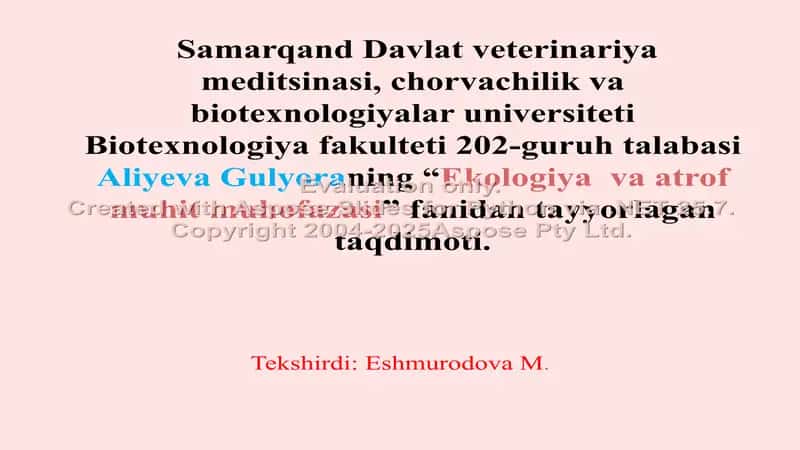 Ekologiya va inson sogʻligi taqdimoti