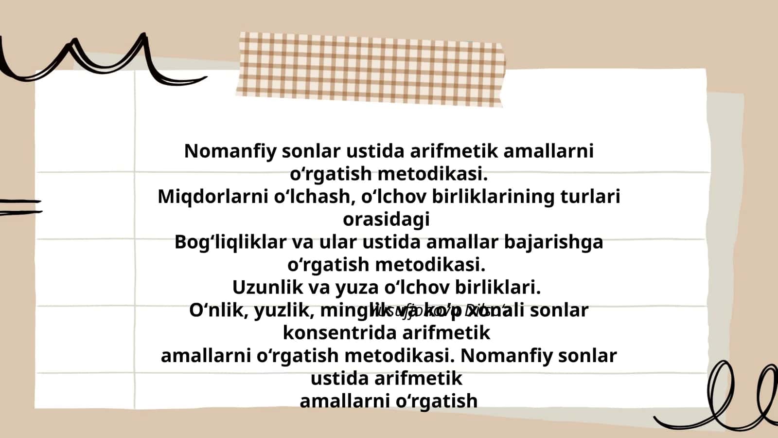 Nomanfiy sonlar ustida arifmetik amallarni o‘rgatish metodikasi
