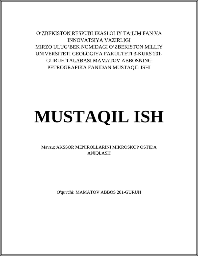 AKSSOR MENIROLLARINI MIKROSKOP OSTIDA ANIQLASH
