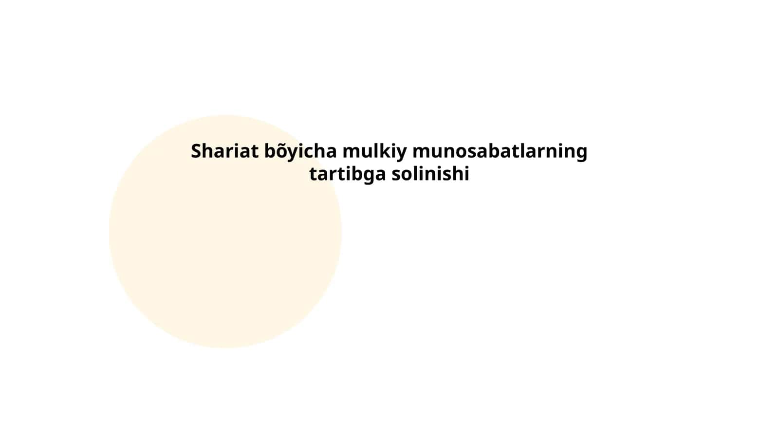 Shariat bõyicha mulkiy munosabatlarning tartibga solinishi
