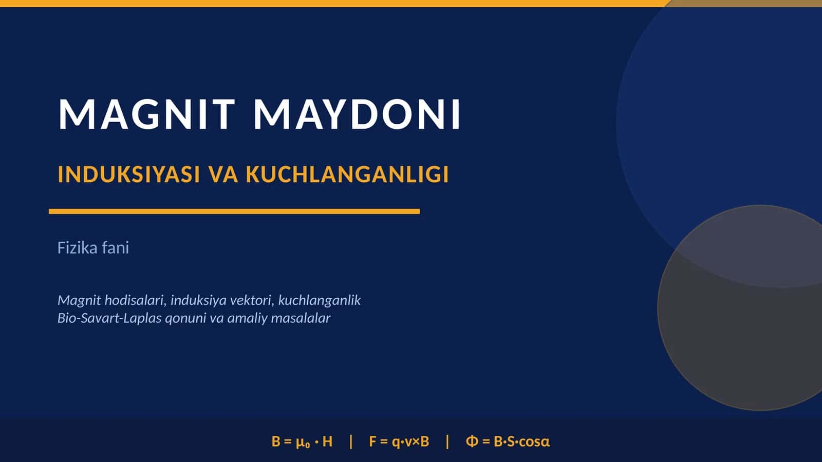 Magnit maydoni induksiyasi va kuchlanganligiga doir masalalar yechish
