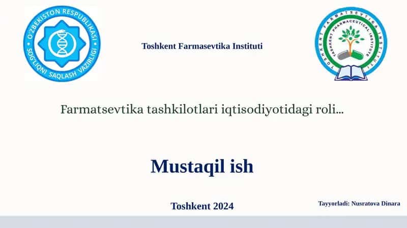 Farmatsevtika Tashkilotlari Iqtisodiyotidagi Roli