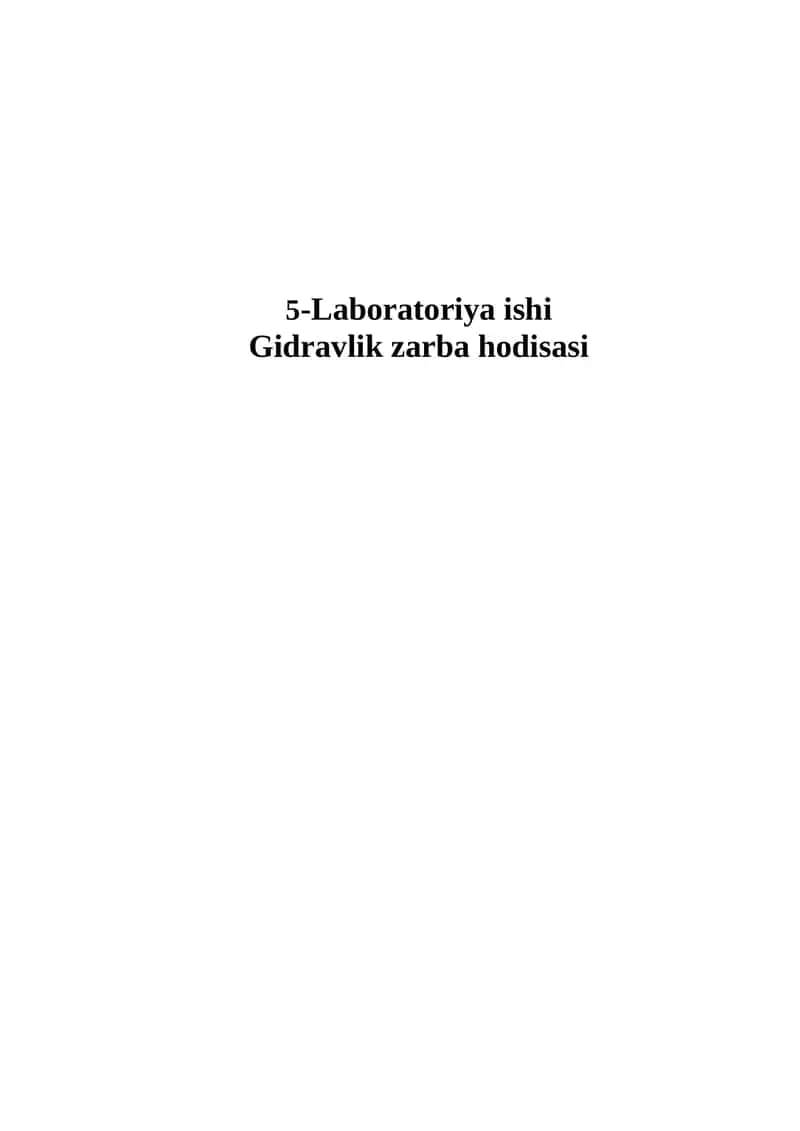 Gidravlik zarb hisobi