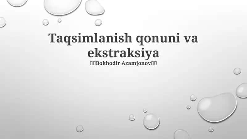 Taqsimlanish qonuni va ekstraksiya