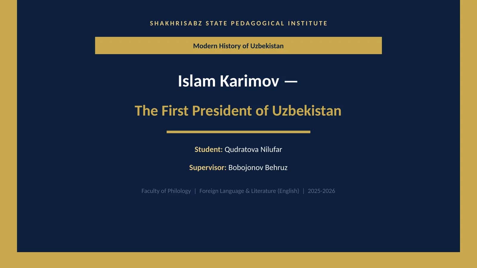 Modern History of Uzbekistan