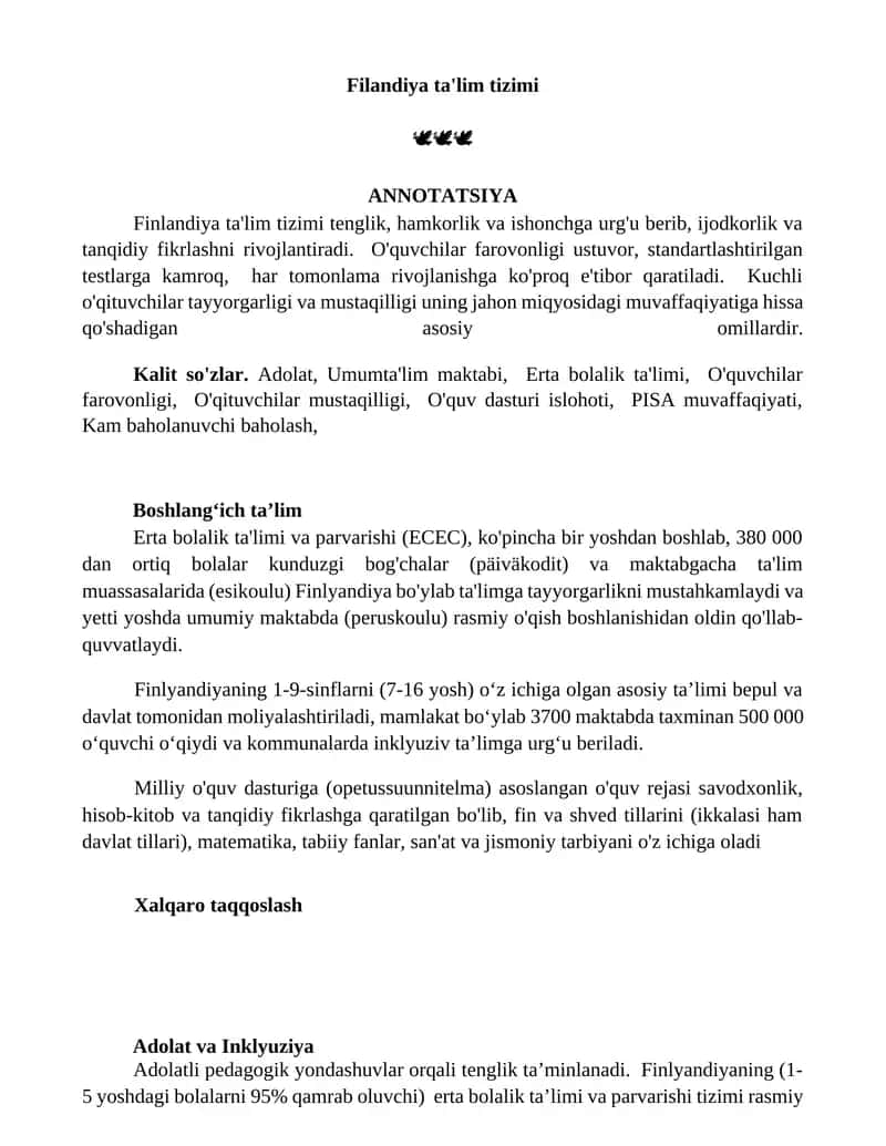 Filandiya ta'lim tizimi