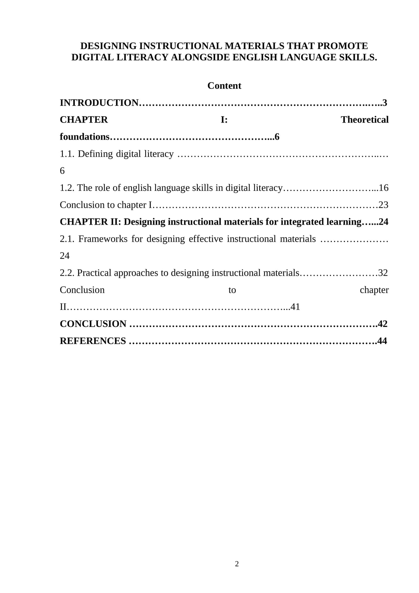 Designing instructional materials for digital literacy