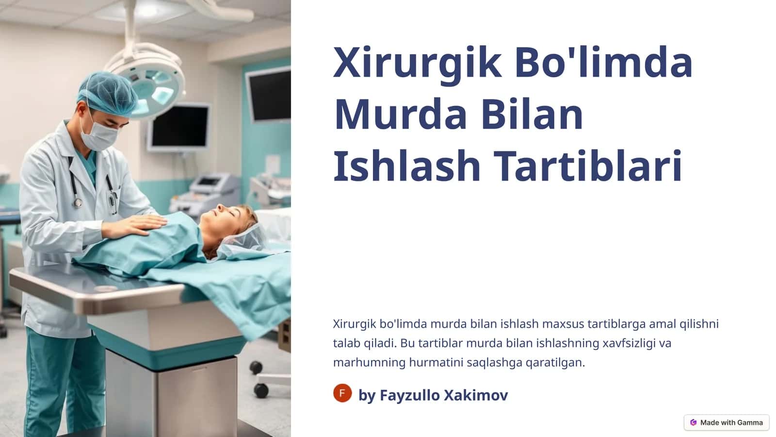 Xirurgik Bo'limda Murda Bilan Ishlash Tartiblari