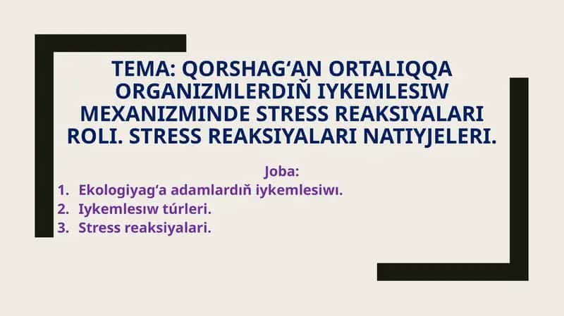 Stress reaksiyalari