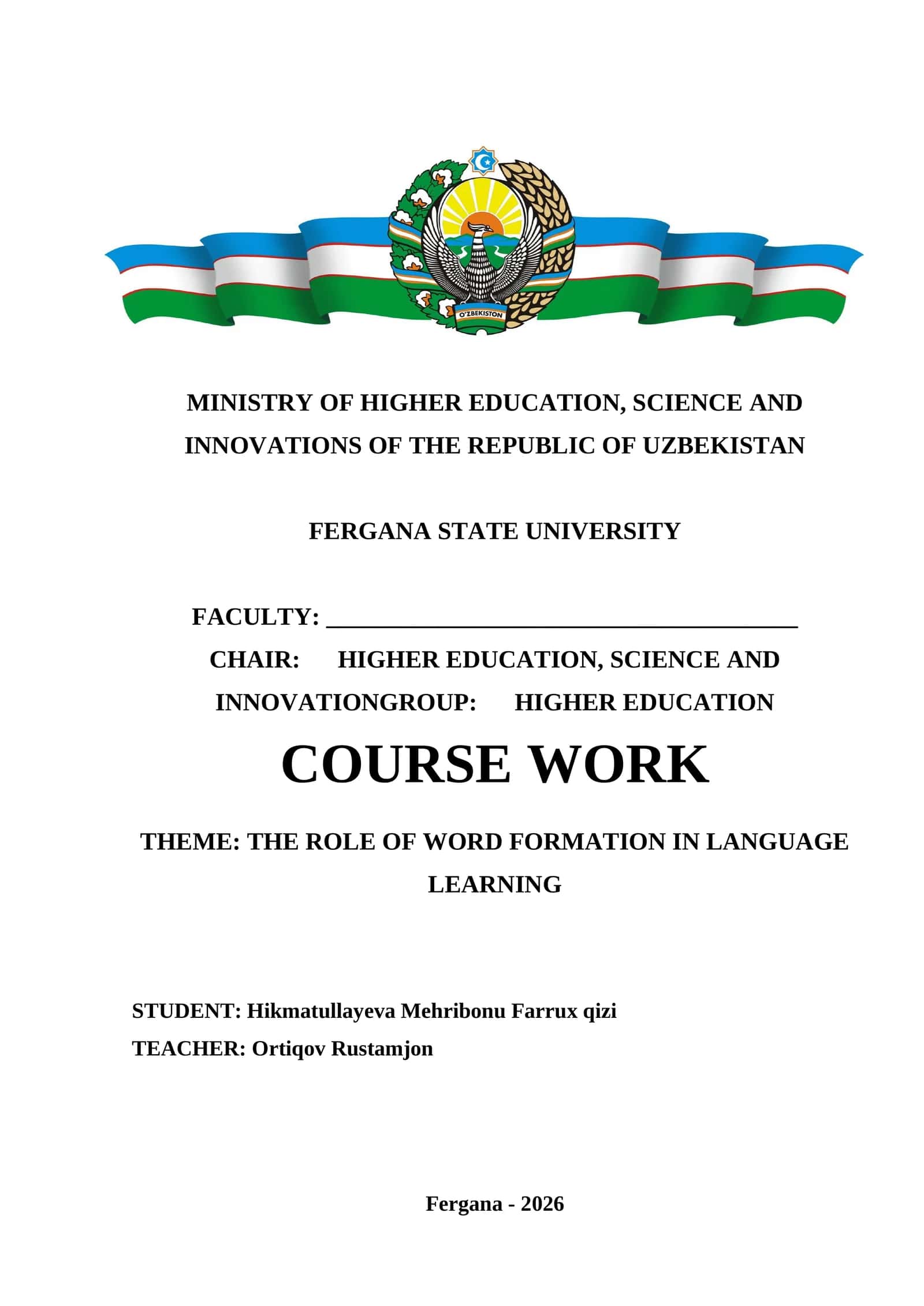 THEME: THE ROLE OF WORD FORMATION IN LANGUAGE LEARNING