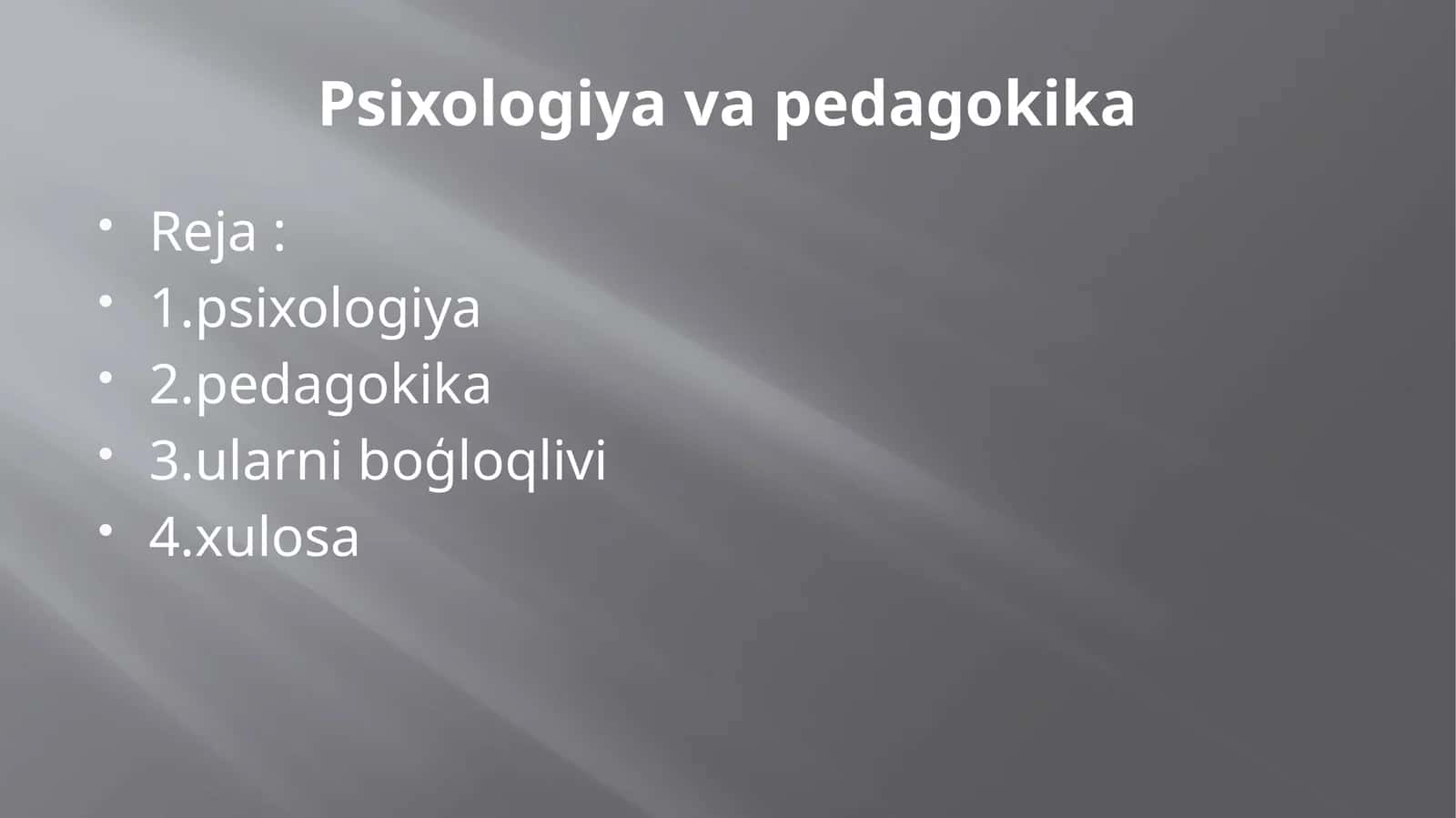 Psixologiya va pedagokika