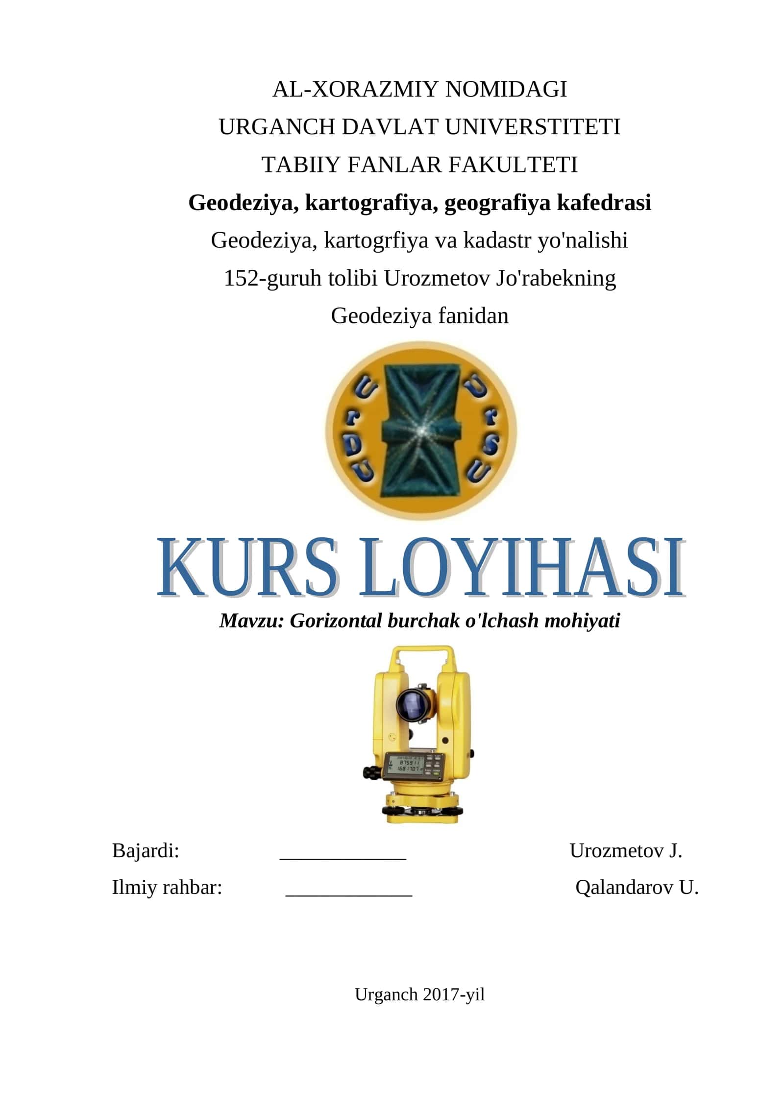 Gorizontal burchak o'lchash mohiyati