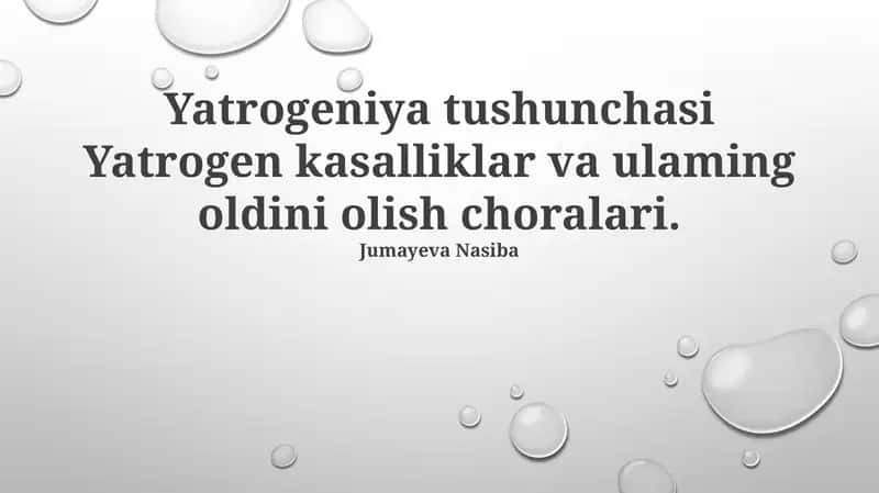Iatrogenez tushunchasi